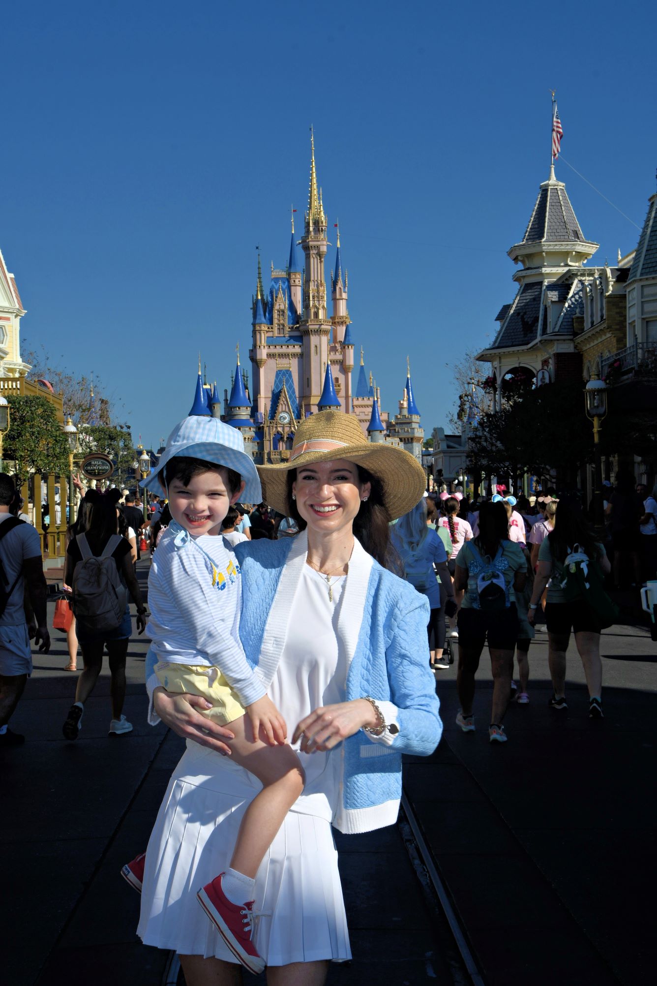 Dr. Teel Liddell with her son at Disney World.